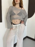 Pullu Beach Salaş Crop Gri