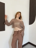 Pullu Beach Salaş Crop Kahve