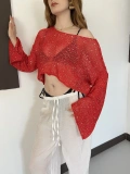 Pullu Beach Salaş Crop Kırmızı