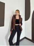 Range Kapüşonlu Şişme Mont Kahve
