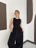 Sıfır Kol Basic Şalvar Tulum Siyah