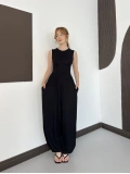 Sıfır Kol Basic Şalvar Tulum Siyah