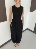 Sıfır Kol Basic Şalvar Tulum Siyah
