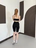 Spor Şort-Crop Takım Siyah