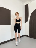 Spor Şort-Crop Takım Siyah