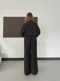 Tencel Kumaş Geniş Paça Pantolon-Gömlek Takım Siyah