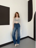 Uzunkol Crop Tül Bluz Beyaz