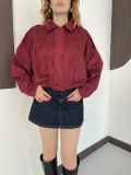Viral Süet Bomber Ceket Bordo