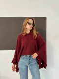 Yakalı Panço Triko Kazak Bordo