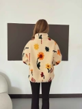 Yarım Fermuar Desenli Peluş Polar Papatya Desen