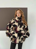 Yarım Fermuar Desenli Peluş Polar Siyah