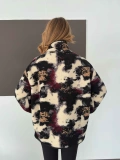 Yarım Fermuar Desenli Peluş Polar Siyah