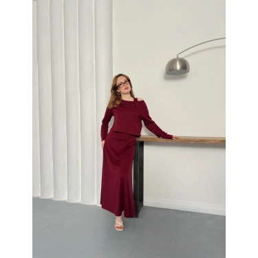 Tek Omuz Croplu Elbiseli Modal Takım Bardo