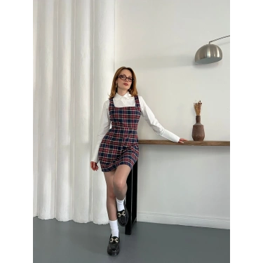 Ekose Gömlekli Jile Elbise Lacivert