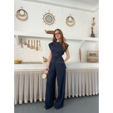 Omuz Vatkalı Asimetrik Kesim Takım Antrasit