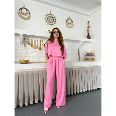 Modal Kumaş Rahat Kalıp Takım Pembe