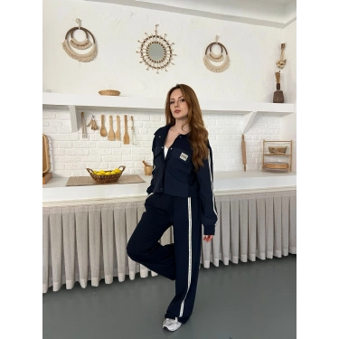 Şerit Detay Spor Modal Vintage Takım lacivert