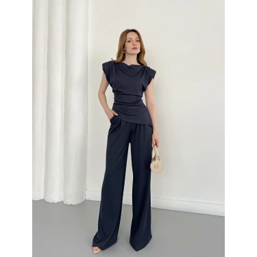 Omuz Vatkalı Asimetrik Kesim Takım Antrasit