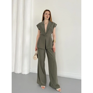 Tasarım Yelek Pantolon Takım Haki