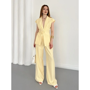 Tasarım Yelek Pantolon Takım Sarı