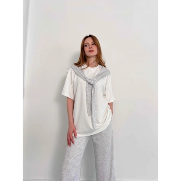 Oversize Tişörtlü Candy Mood Takım Gri