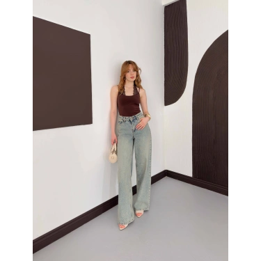 Dantel Detaylı Boyundan Bağlamalı Zıbın Kahve