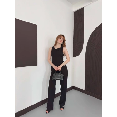 Sırt Detaylı Double Kumaş Takım Siyah