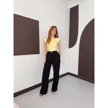 Sırt Dekolteli Bluz Sarı