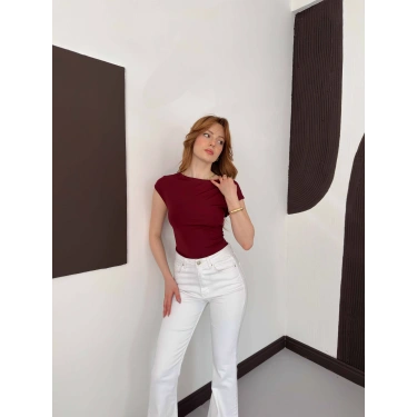Sırt Dekolteli Bluz Bordo