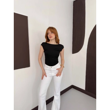 Sırt Dekolteli Bluz Siyah