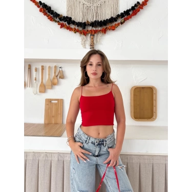 Askılı Sandy Crop Kırmızı