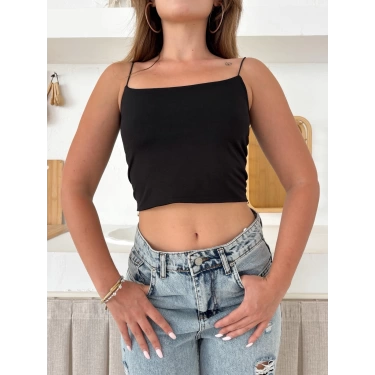 Askılı Sandy Crop Siyah