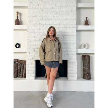Düğme Detay Urban Rain Yağmurluk Krem