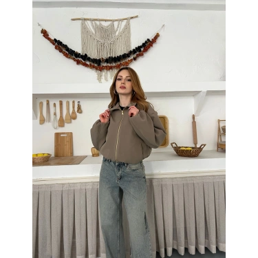 Fermuarlı Bomber Kaşe Ceket Haki