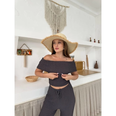 Gofre Kumaş Madonna Takım Gri
