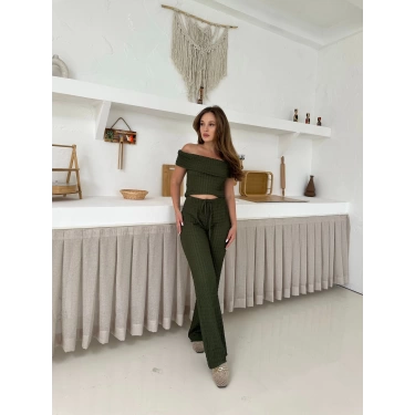 Gofre Kumaş Madonna Takım Yeşil