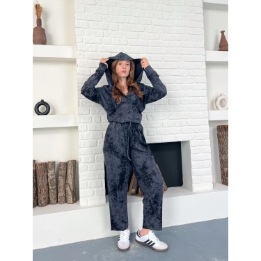 Kapüşonlu Spor-Şık Günlük Takım Lacivert