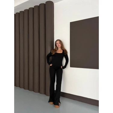 Kare Yaka İspanyol Paça İkili Takım Siyah