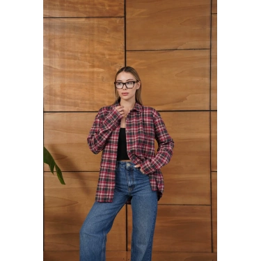 Kareli Desen Oduncu Gömlek Bordo