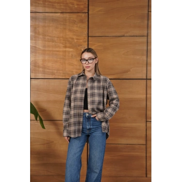 Kareli Desen Oduncu Gömlek Kahve