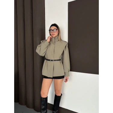 Kemer Detaylı Tasarım Ceket Haki