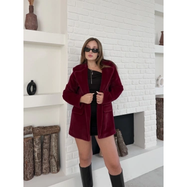 Kemer Detaylı Yumoş Ceket Bordo