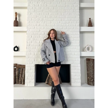 Kısa Street Luxe Kaşe Kaban Gri