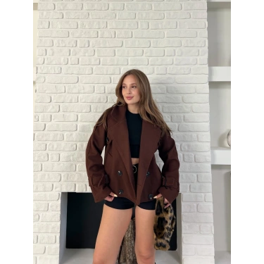Kısa Street Luxe Kaşe Kaban Kahverengi