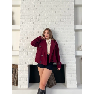 Kısa Street Luxe Kaşe Kaban Bordo