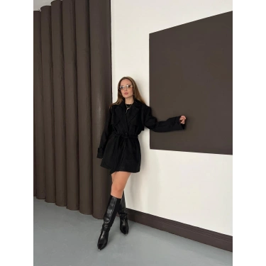 Kol Manteşli Nubuk Kaban Siyah