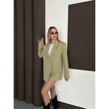 Kruvaze İçi Astarlı Blazer Ceket Yeşil