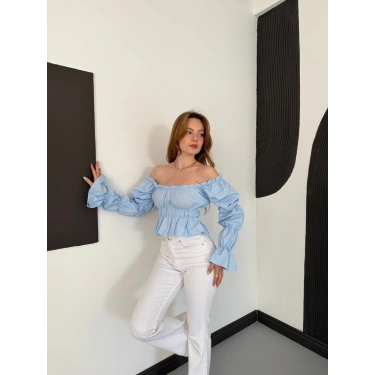 Madonna Yaka Poplin Kumaş Bluz Bebemavisi