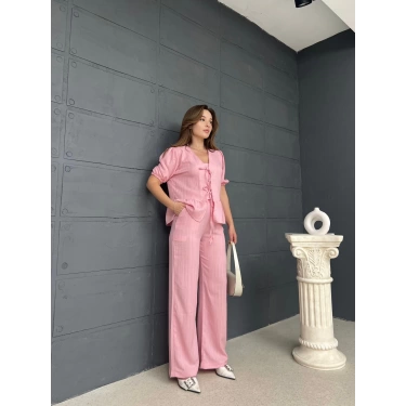 Önü Bağlamalı Karpuz Kol Takım Pembe