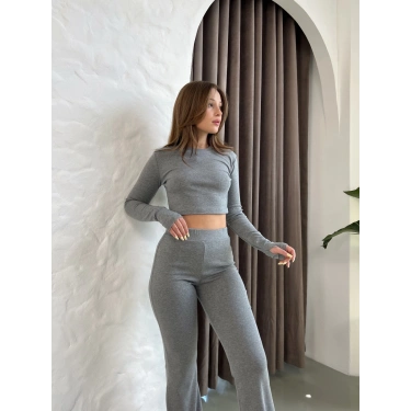 Parmak Geçirmeli Vibe Set Takım Koyu Gri
